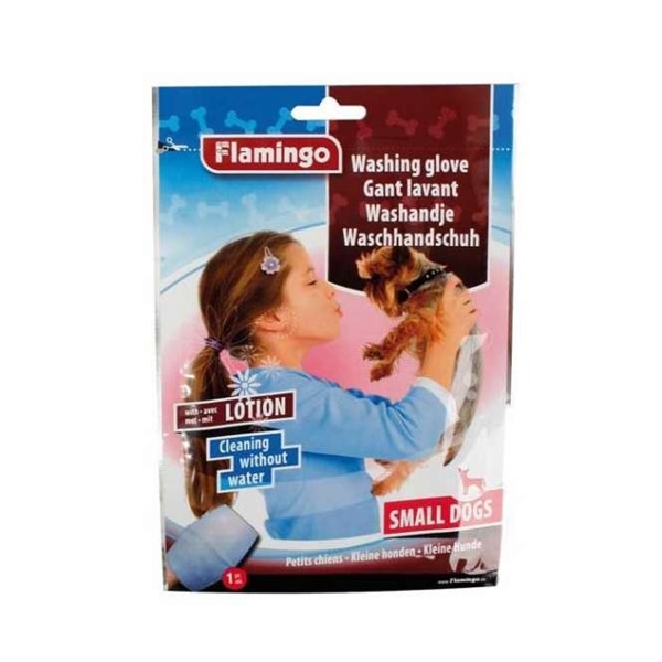 Bild von Karlie Flamingo Waschhandschuh mit Lotion für Hunde - Für kleine Hunde